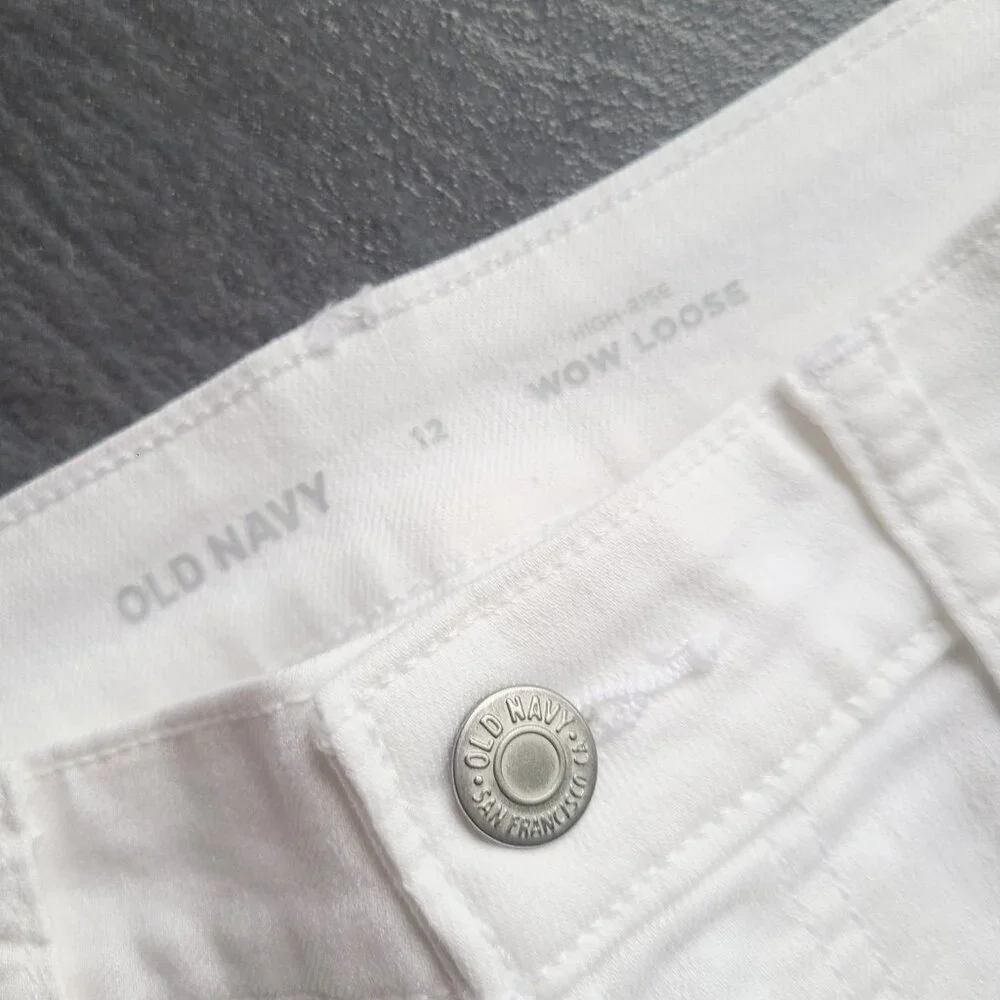 Old Navy White Denim High Rise Wow Loose Jeans Size 12 - New with tags - Picture 7 of 10